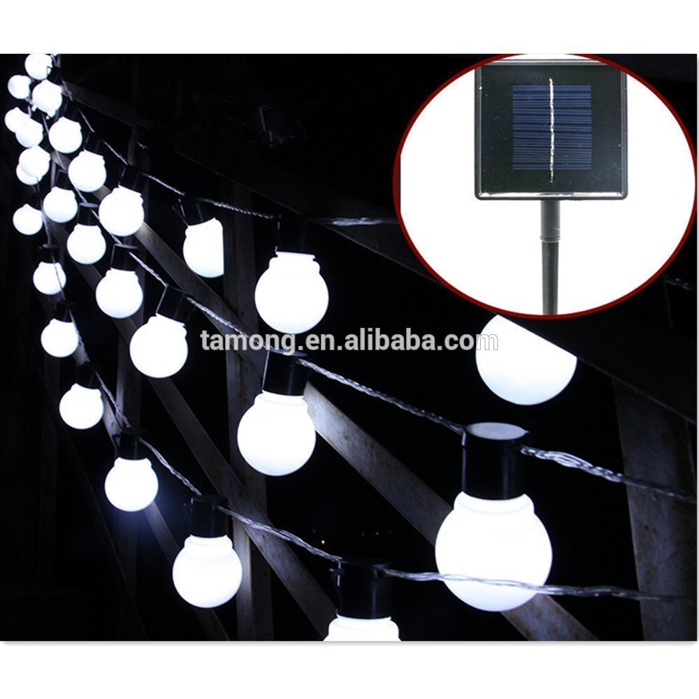 10 LED Plastic Solar Globe Bulbs String Lights with 2 Modes Lighting for Indoor/Outdoor,white