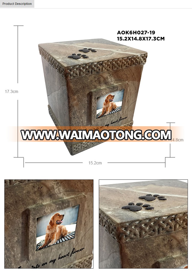 High Quality  Resin Paw Pet Print Urns with Photo