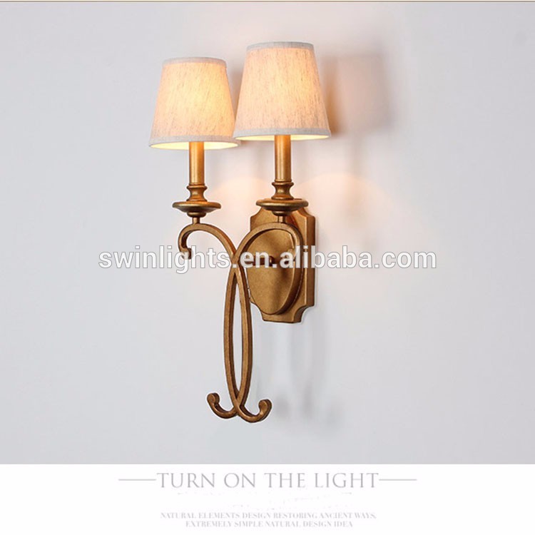 Classic antique gold iron wall light wall sconce for hotel designs W6086-2