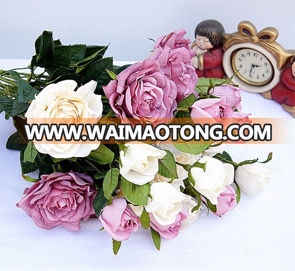 Best selling silk 2 heads artificial rose flower for wedding