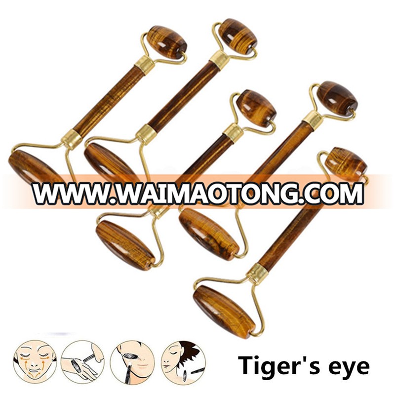 Natural Tiger Eye Jade Face Massage Roller Facial Massager Welded Crystal Roller