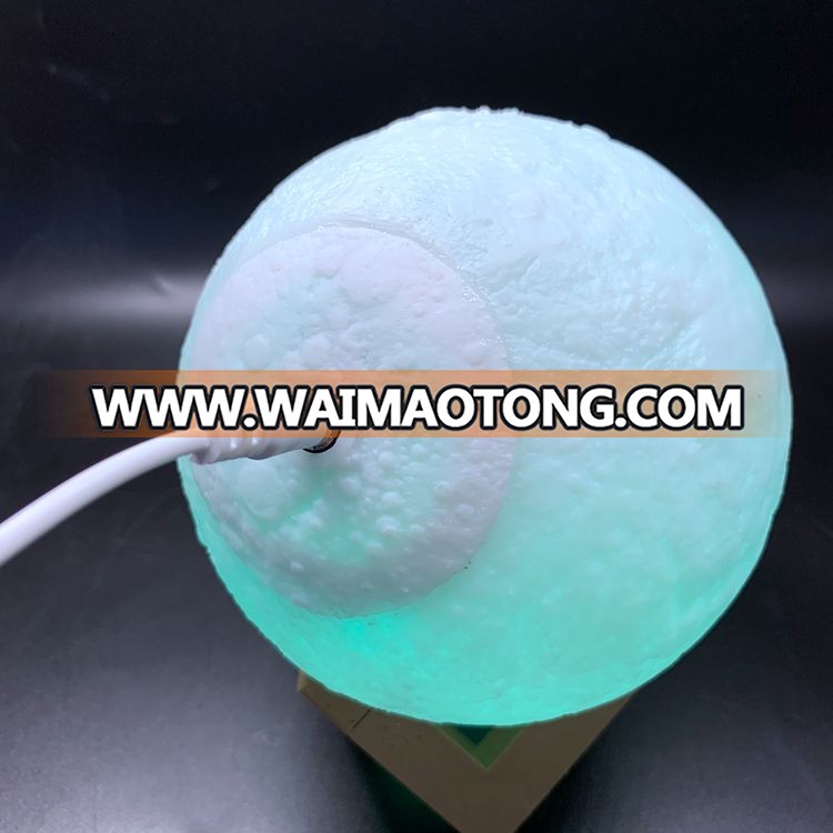 New OEM 3D print moon surface shape USB rechargeable touch remote control LED night light