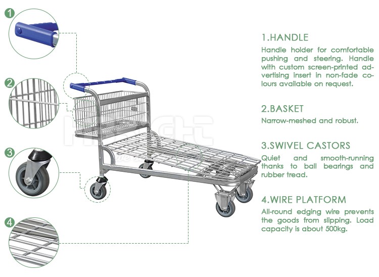 warehouse Metal Hand Storage shopping cart