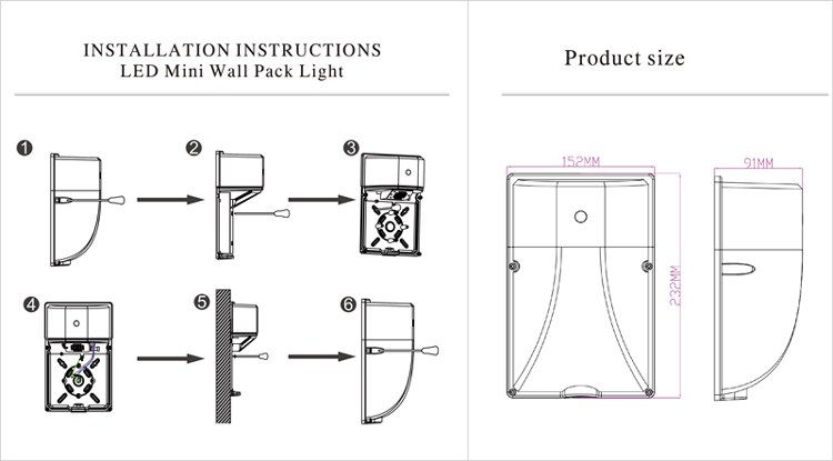 DLC ETL mini 12w 13w 18w 26w Dusk-to-Dawn led security wall pack light ip65 LED outdoor lights