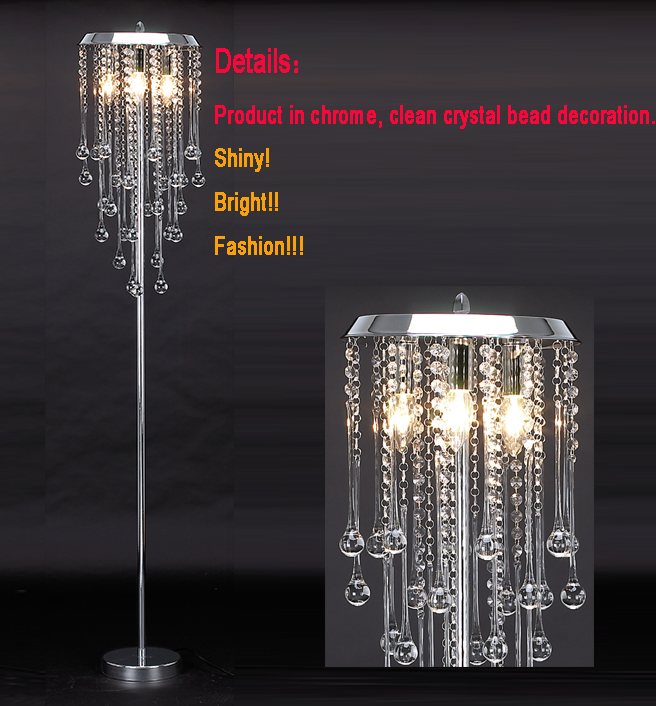 Modern crystal chrome floor lamp NS-122007