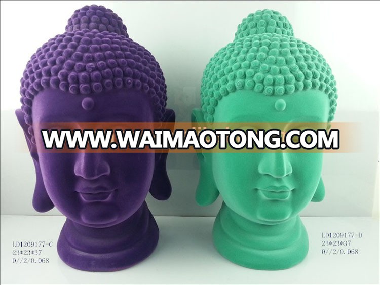 Indoor decors polyresin purple flocked baby buddha statue