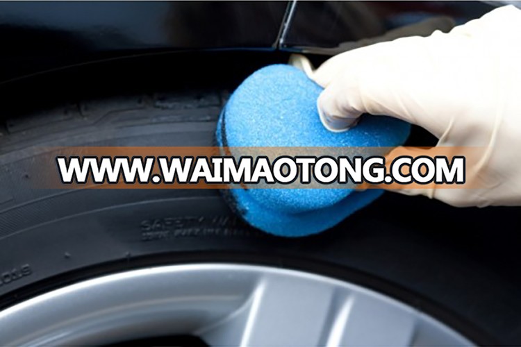 China Car Care Soft Polyester Sponge Blue Notched Yo-yo Shape Painting Waxing Tyre Polish Detailing Dressing Applicator Pad