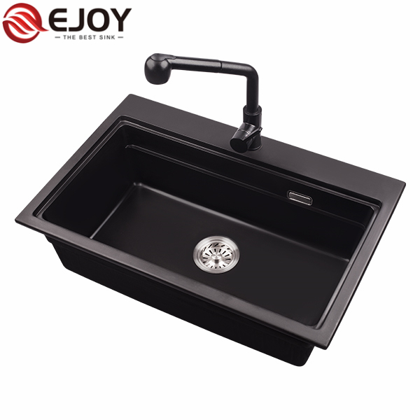 EJOY High Quality quartz kitchen sink Customized quartz stone sink single bowl