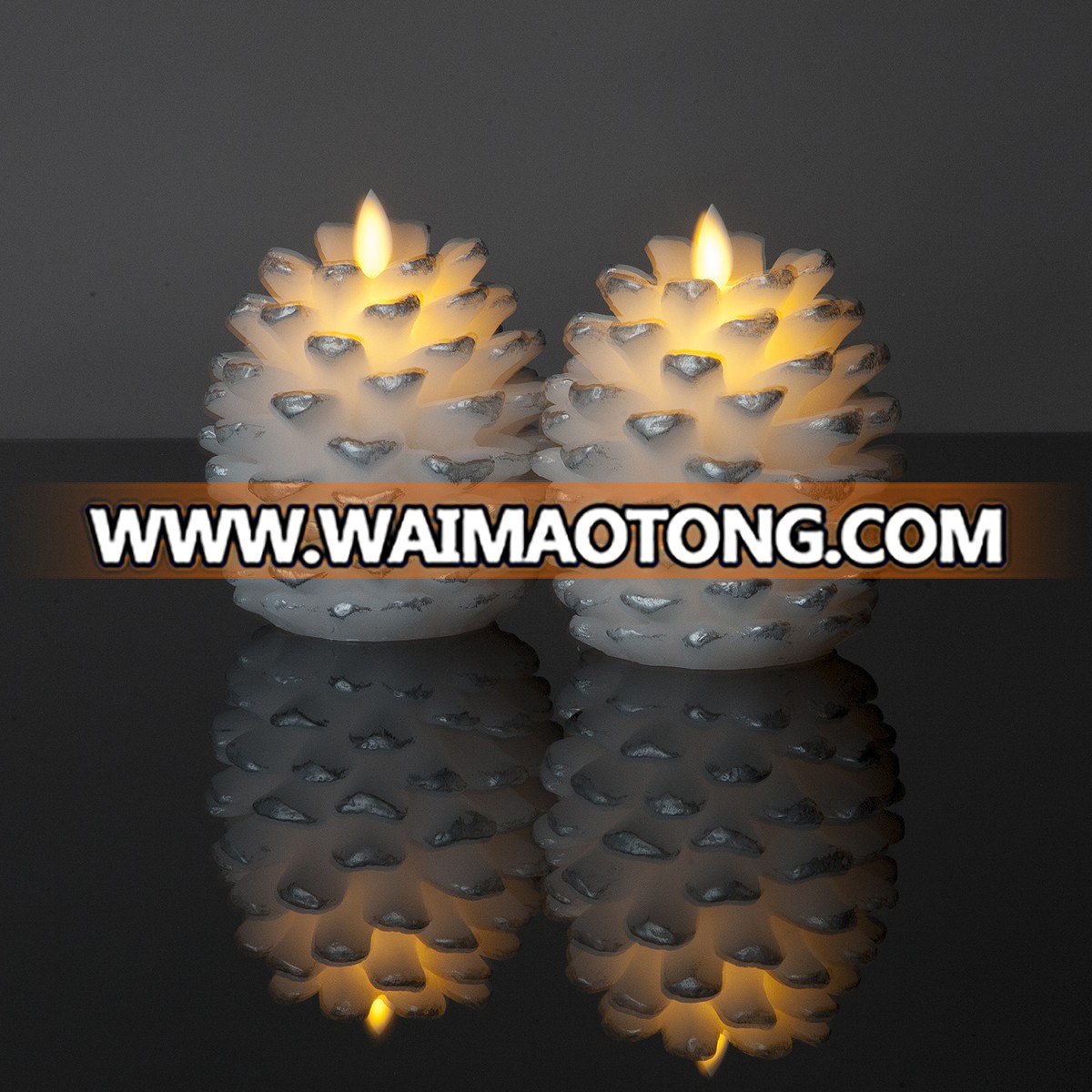 Brown color pinecone moving flame candles