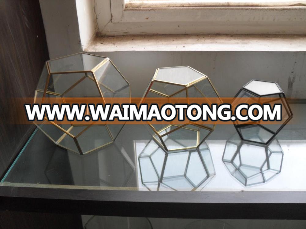 Copper Decorative Plant Geometric Glass Terrarium for plant holder