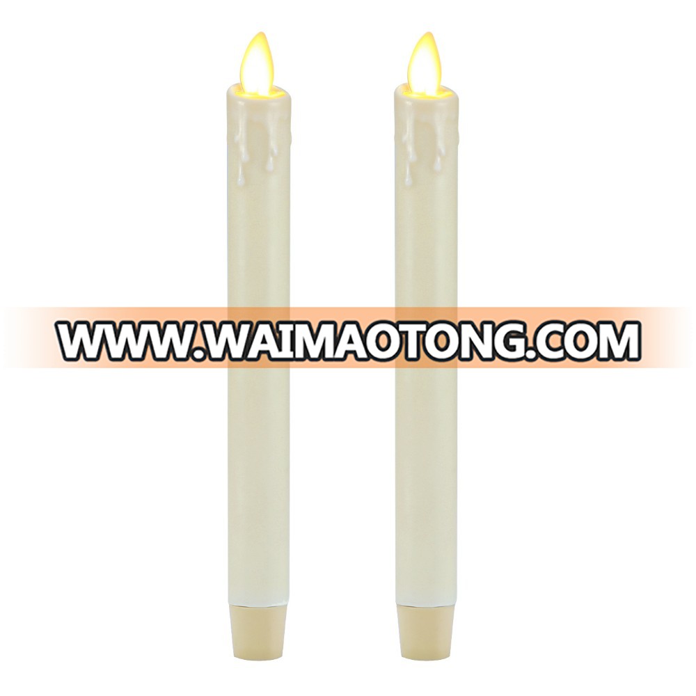 Real wax surface flameless  moving wick LED taper candles with timer and remote 2pcs/set Dripping Tear