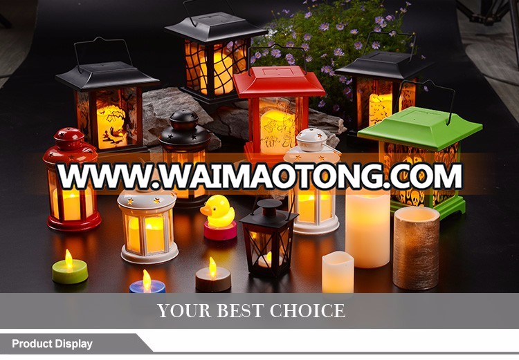 LED Glass Lantern With LED Resin Candle