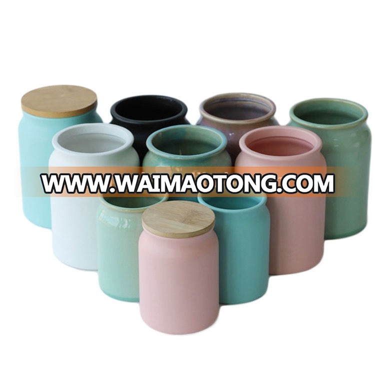 Eco friendly ceramic jar storage food jar with lid wholesale