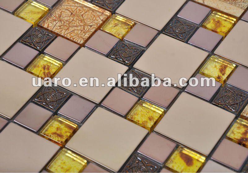 Glass mosaic wall tile gold color glass mosaic tile