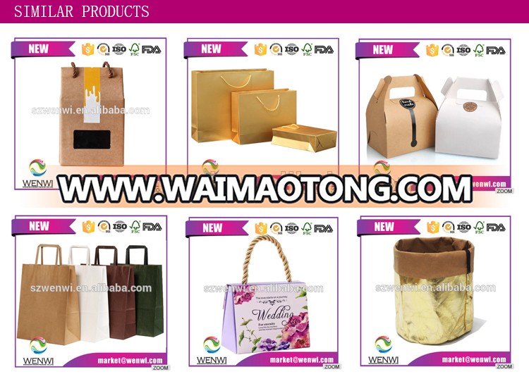 Brown custom handle printing flat branded paper bag with your own logo