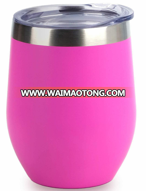 Amazon hot sale double wall stainless steel egg shape vacuumn insulate beer tumbler water cup  wine tumbler  with lid