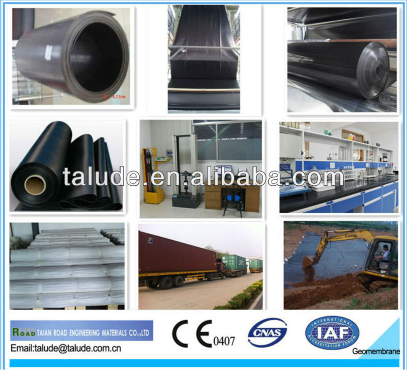 HDPE geomembrane liner with thickness 0.2mm to 3mm