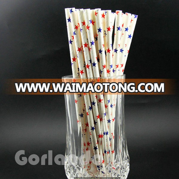 colorful stars food grade striped long paper drinking straw