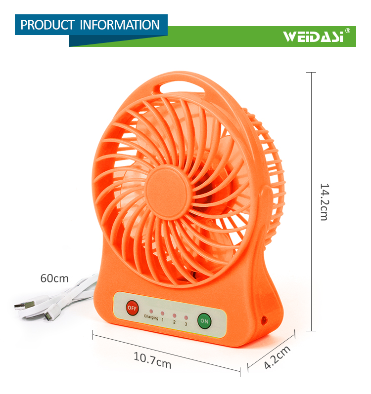 3 way speed electric mini hand standing fan rechargeable with usb