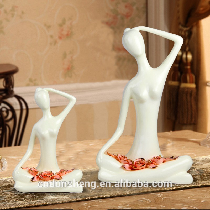 ceramic porcelain yoga little girl nude figurine for decoration