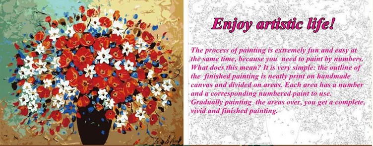 40*50 glass flower pot paintings by numbers on canvas home decoration