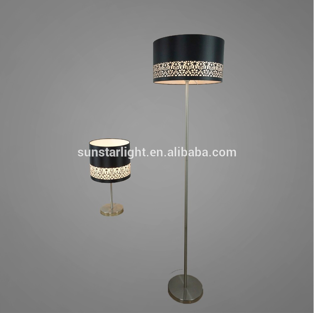 Antique Brass Plated Metal Base And Stem With Fabric Lampshade Table Lamp And Floor Lamp Vintage Style lamps