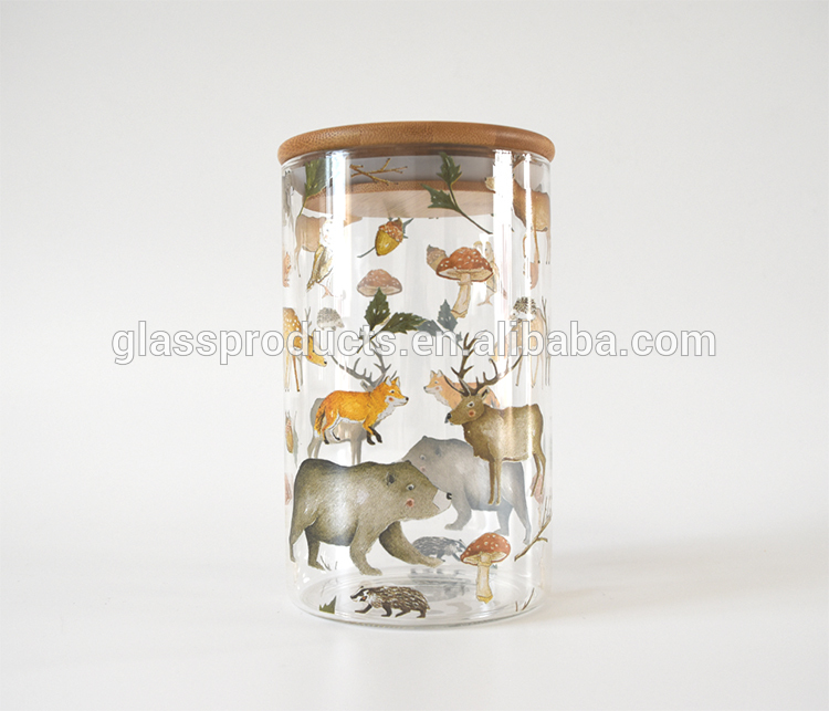 OEM / ODM Handmade Borosilicate Glass Food Jar With Bamboo Lid