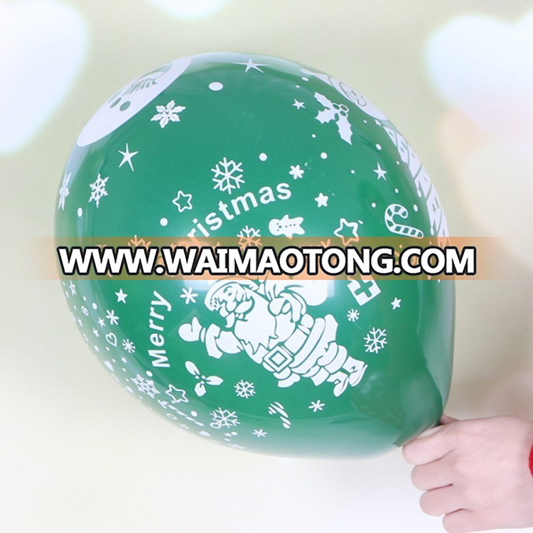 12 inch Merry Christmas party decoration full printed latex balloons