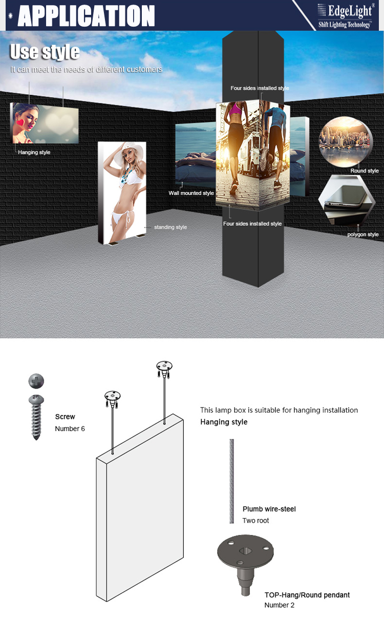 Super Slim Aluminum double-sided magnetic Poster Led display Light Box for promotion