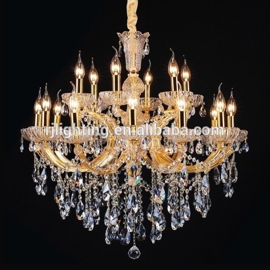 24 lights traditional Baccarat style chrome glass arm pendant light chandelier crystal hanging candle light