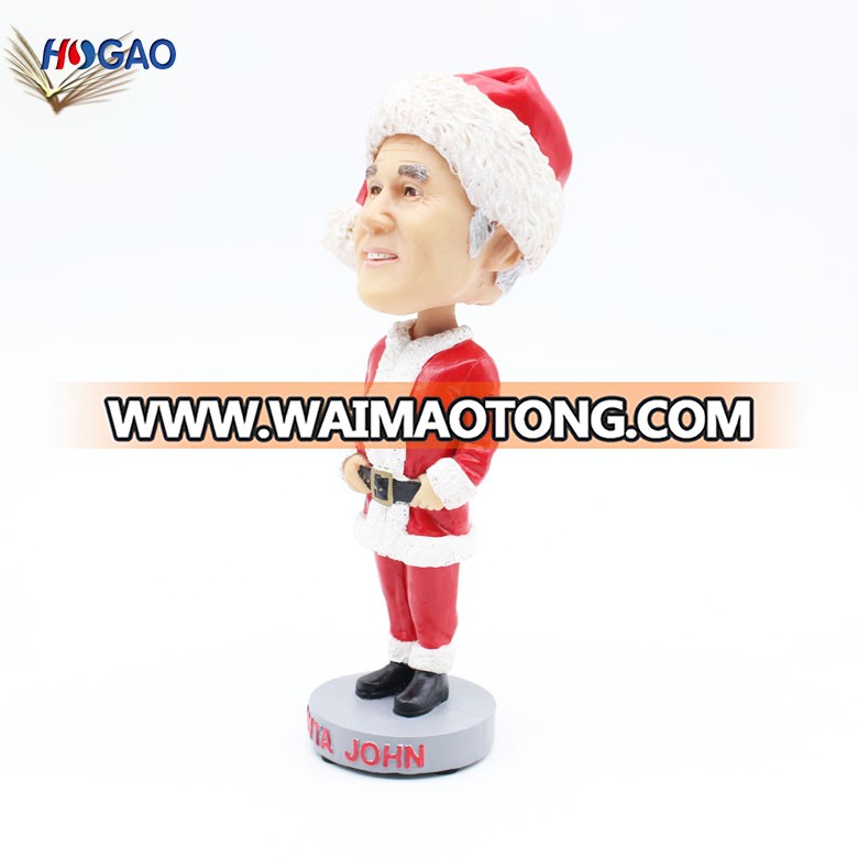 Inge Resin Santa Bobble-Head German Resin Christmas Ornament Gift Box