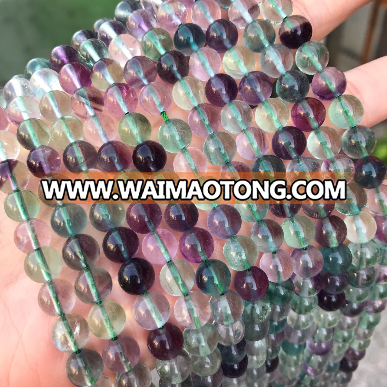 China factory natural rainbow fluorite 8mm stone round beads for bracelet