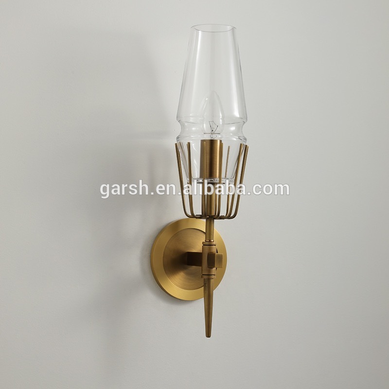 Luxury Designer Lighting Clear Glass Brass Iron Modern Wall Scone Hotel