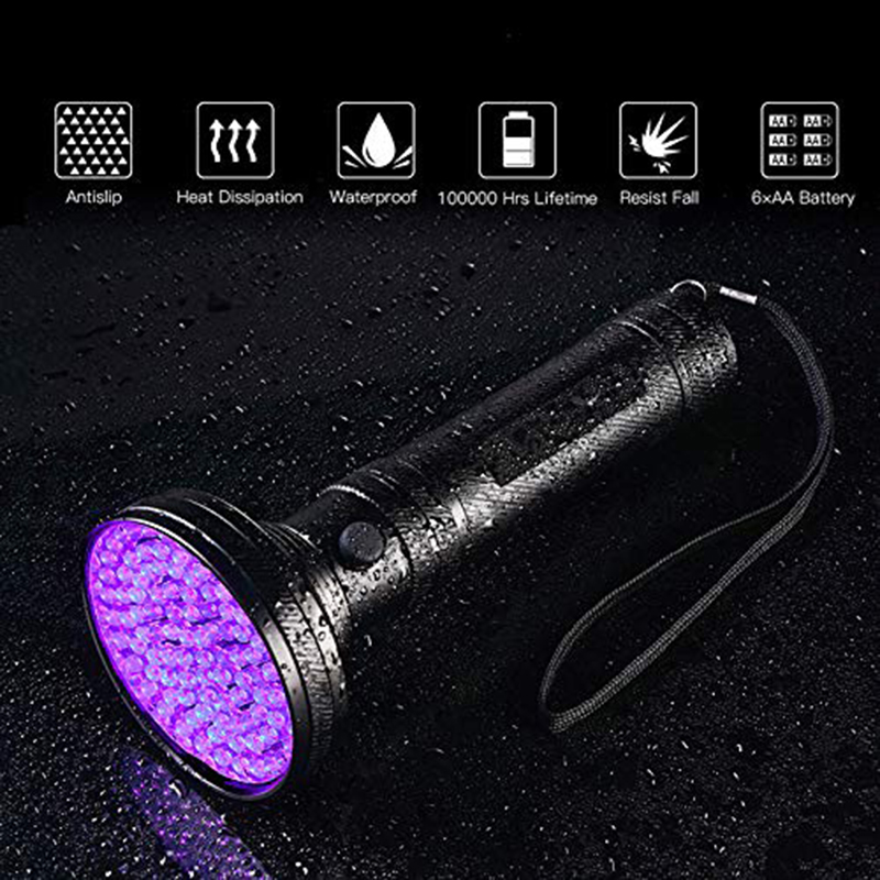 UV black light 100 LED hand lamp 395nm UV flashlight