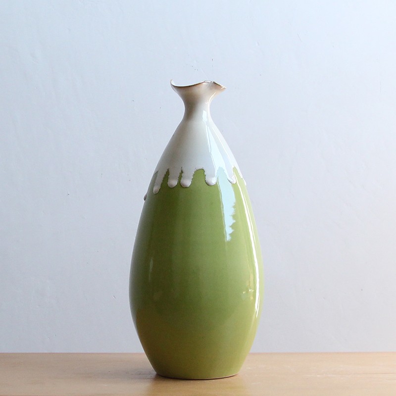 hot sales wholesale green glazed ceramic porcelain flower vase