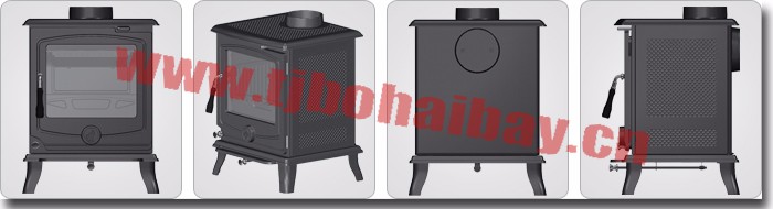 Classic black cast iron material home heating wood stove