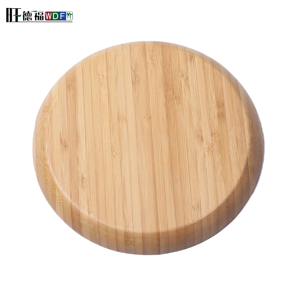 cheap food safe standard round bamboo tray with MDF bottom for nuts