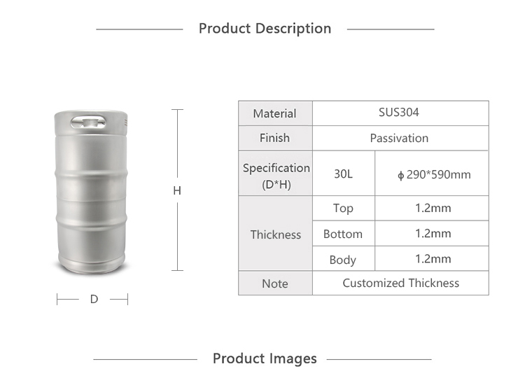 1/4 US Stainless Steel Slim  Beer Keg