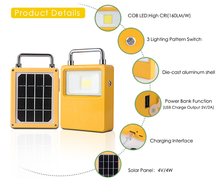 USB rechargeable solar power portable led emergency light 10W 20W 30W 50W