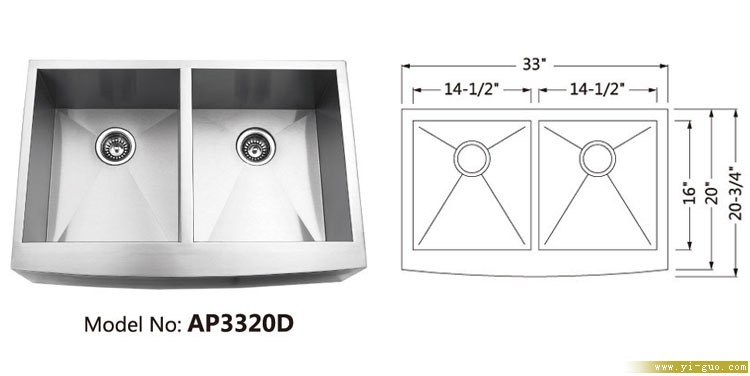 Korea handmade kitchen sink, Custom size stainless steel handmade sink, R5 corner and 160mm strainer