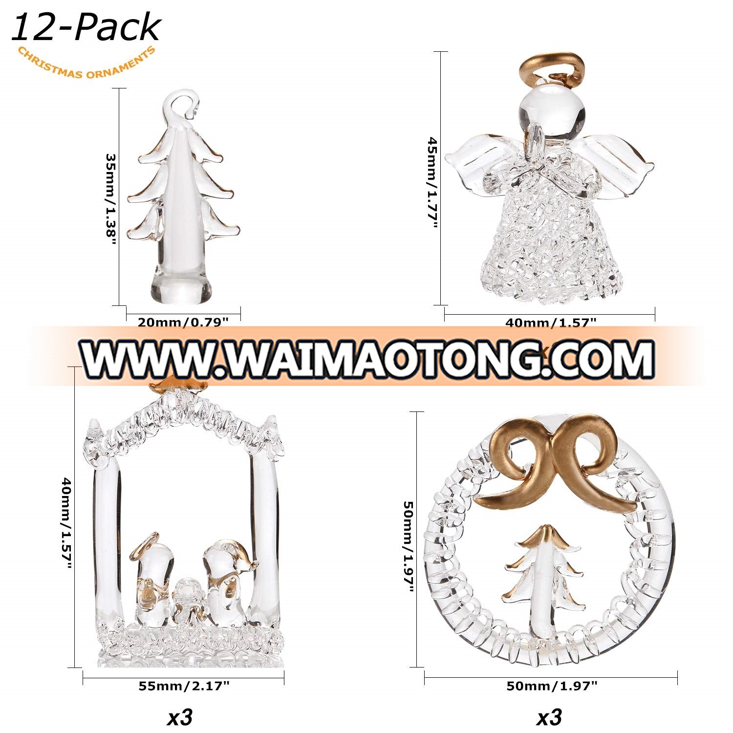 2019 Clear Glass Ornaments for Christmas Tree Decorations