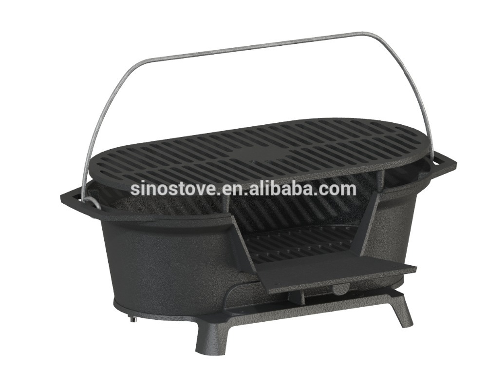 outdoor portable cast iron cookware BBQ charcoal grill/ camping BBQ grill