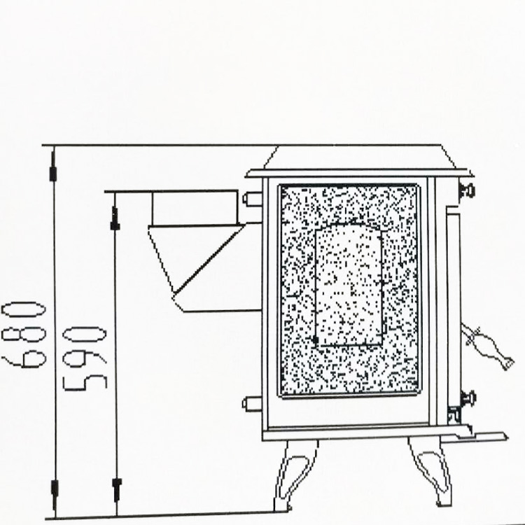 Double Glass Windows Cast Iron Enamel Solid Wood Fuel Fireplace