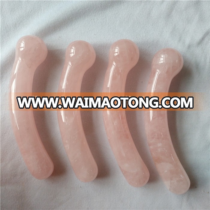 safe rose quartz crystal curved massage yoni healing wands crystal carved penis dildos for female