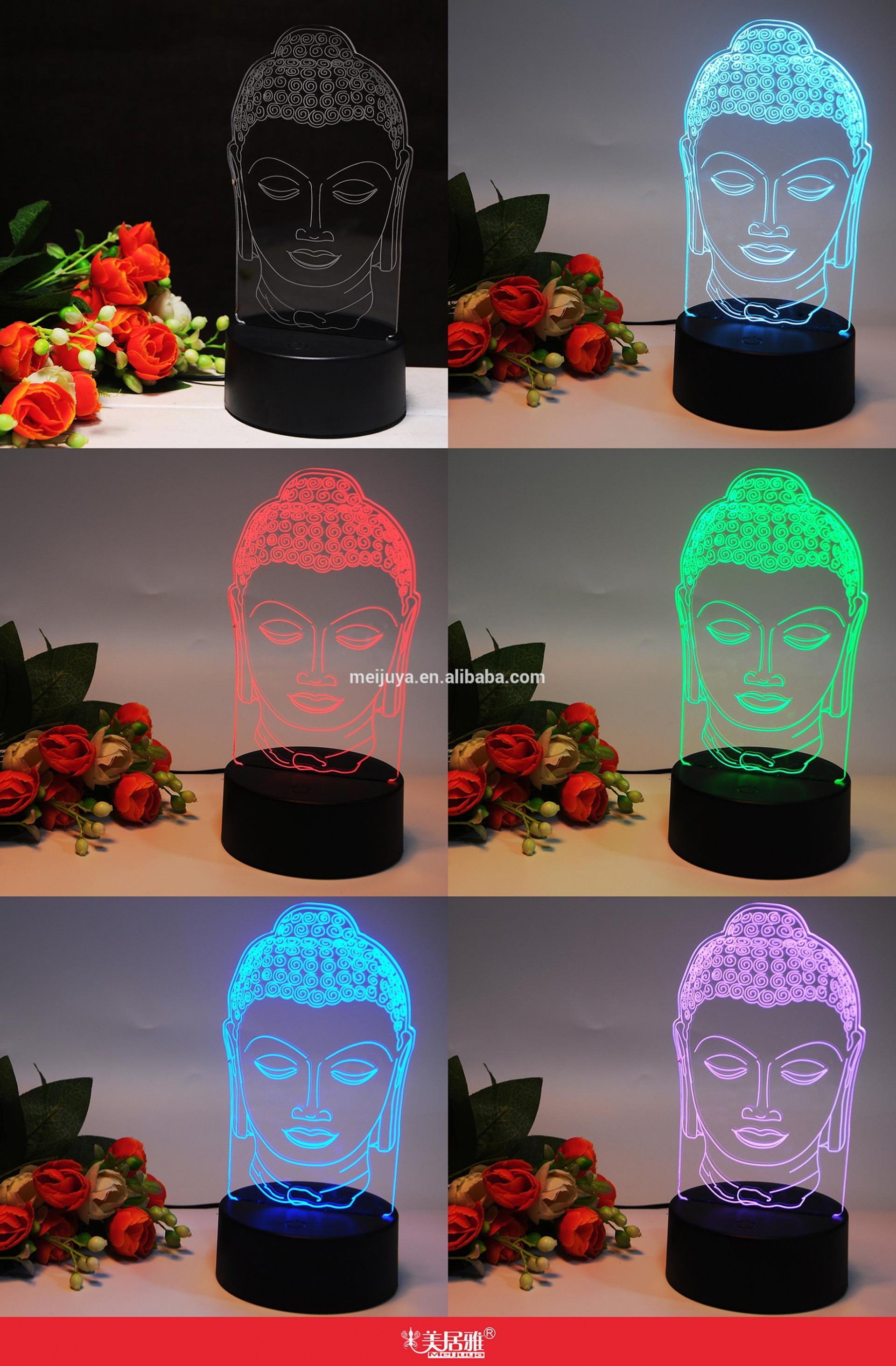 3D LED Buddha led USB battery night light 20173D02