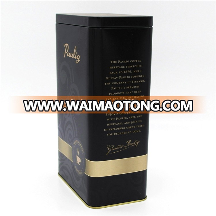 black matte colored rectangular coffee tin box wholesale