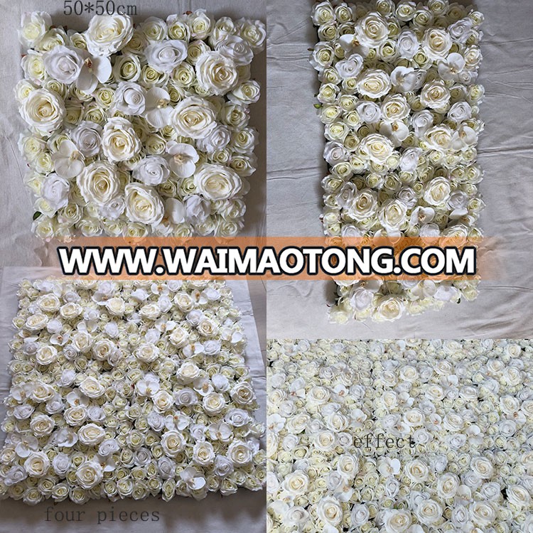 IFG flower wedding decoration wall white rose  flower wall panels with orchid 40*60/50*50