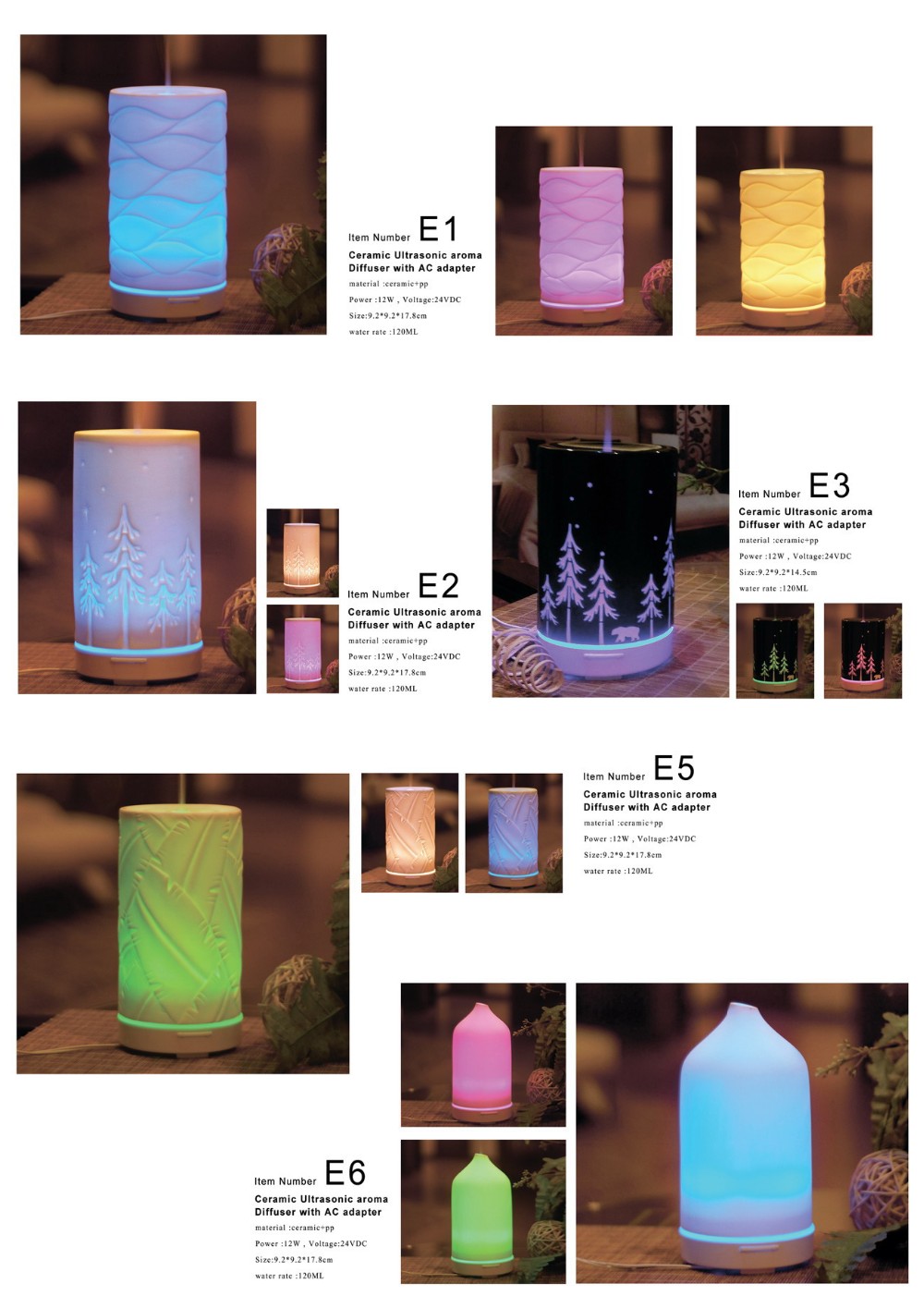 Ceramic essential oil burner with LED light