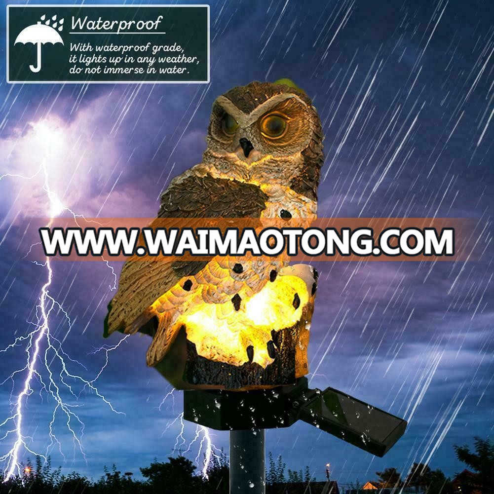 Outdoor Garden Solar Powered Resin Owl Ornament Decorative LED Light Lawn Lamp