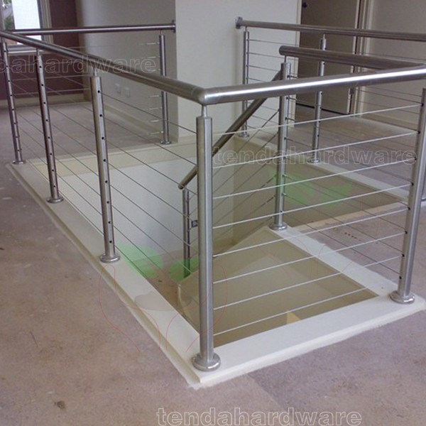 Steel stair railing baluster stainless steel cable railing